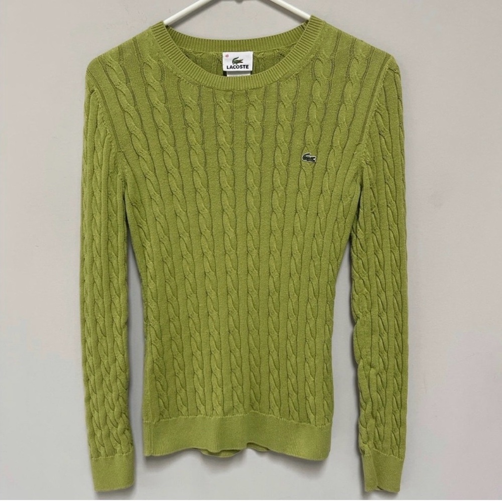 Lacoste Women's Green Cable Knit Sweater